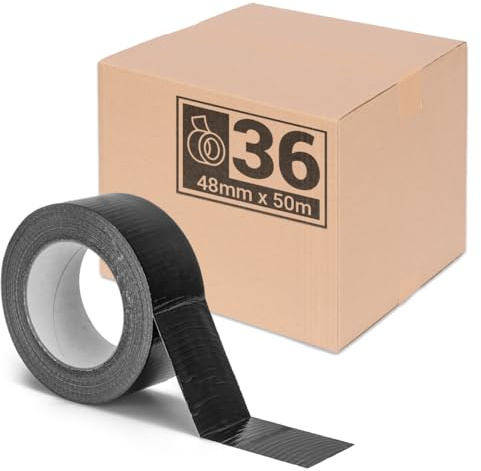 verpacking Premium Panzertape 50 m x 48 mm Schwarz Gewebeband Gaffa Tape Reparaturband hohe Klebekraft Klebeband mit Naturkautschuk-Kleber (36 St??ck)