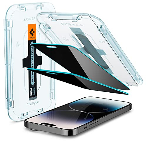 Spigen Glas.tR EZ Fit Skärmskydd kompatibel med iPhone 14 Pro, 2 Stycken, Anti-Spy, Reptålig, Case friendly, 9H härdat glas