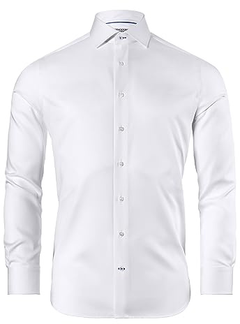 Vincenzo Boretti Camicia, Regular-Fit/Taglio Giusto, Twill - Super Non-Stiro Bianco 41-42
