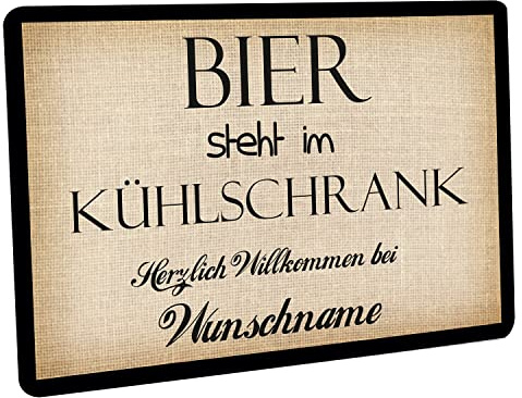 Fußmatte personalisiert - robuste, rutschfeste Fussmatte für Außen & Innen - waschbare Schmutzfangmatte - Fußabtreter Türmatte für aussen & an der Haustür - 60x40cm - Bier steht im Kühlschrank