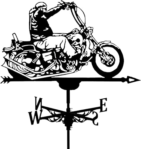 AMITVA Wetterfahne aus Metall für Motorrad-Wetterfahne für Außendach, Gartenmontage, Hofdekoration, Wetterfahne – Hofanzeige der Windrichtung
