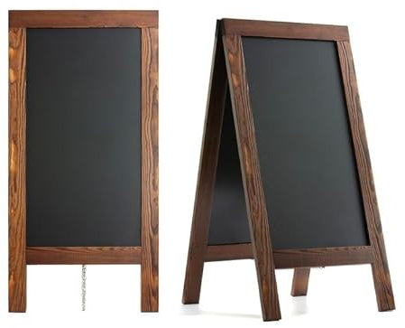 DAHAPYBOO Sandwichboard, 101,6 x 50,8 cm, 2 Stück, massives Kiefernholz, rustikales Braun, Kreidetafel, Schilder, Sandwich-Tafel, Schilder, Outdoor-Kreidetafel, Staffelei, ein Rahmen, Kreidetafel,