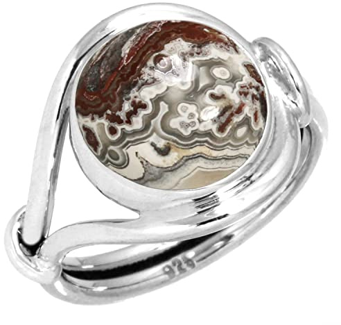 Jeweloporium Tigerauge, Bernstein, Onyx, Amethyst, runder handgefertigter Ring, echter 925er Sterlingsilber, Boho-Schmuck aus natürlichem Edelstein für Frauen