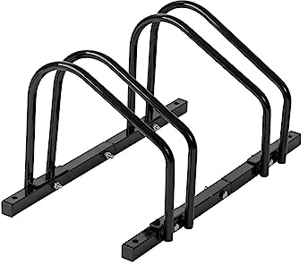 LEANDRO LIDO Scafati Fahrradständer, Reihenparker, Fahrradhalterung mit 2, 3 oder 4 Stellplätzen aus Stahl, bis 60 mm Reifenbreite, zur Wand- oder Bodenmontage (2 Fahrräder, Schwarz)