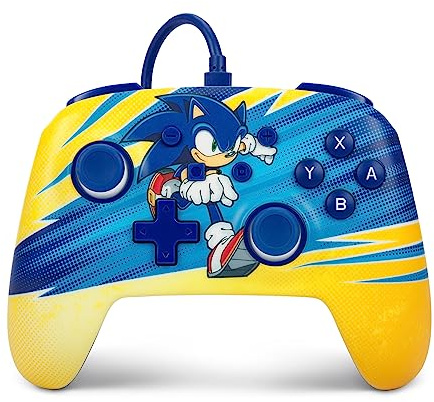 PowerA Manette filaire améliorée pour Nintendo Switch, modèle Switch OLED et Nintendo Switch Lite, accessoire de jeu, manette de jeu, manette filaire, sous licence officielle -Sonic Boost