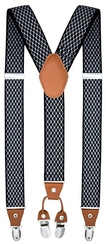 trilece Suspenders for Men Heavy Duty - Clip On Mens Suspender Y Back Adjustable for Jeans Work Wedding Tuxedo Dress Prom - Big and Tall Men's Accessories (Pattern5, 1)