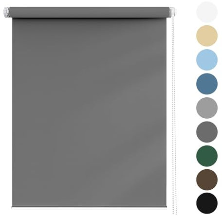 Rollo Für Fenster 90 x 170 cm, Sichtschutz, Lichtschutz, Blendschutz, Sonnenschutzrollo, inklusive Montagematerial, für Dachfenster, Dunkelgrau