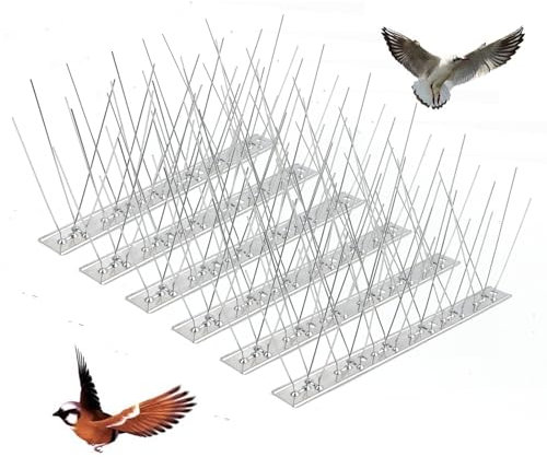 Homo Trends 6PCS Bird Spikes, Anti Pigeon Spikes, Fence Spikes, Bird Repellent Devices, Bird Spikes for Pigeons Cat Magpie Squirrel Seagull Deterrent, Bird Scarers for Gardens Roofs Balcony