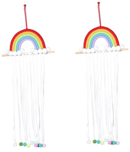 TOYANDONA 2st Kopfbedeckungs-Organizer Stirnbandschleife Babyschleifen Stirnbänder Für Mädchen Regenbogen-haarspangenhalter Haarklammern Für Mädchen Boho- Haarschmuck Wandbehang Hölzern