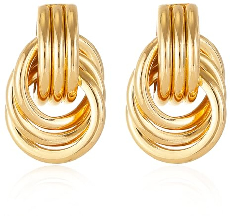 14K Gold Earrings for Women Trendy Gold Knot Earrings Chunky Knotted Drop Dangle Earring Statement Jewelry