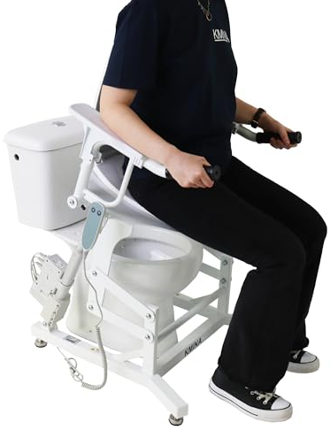 KMINA - Rialzo WC Elettrico con Braccioli, Sostegno Water Bagno Disabili Inclinabile, Sollevatore con Coperchio, Anziani