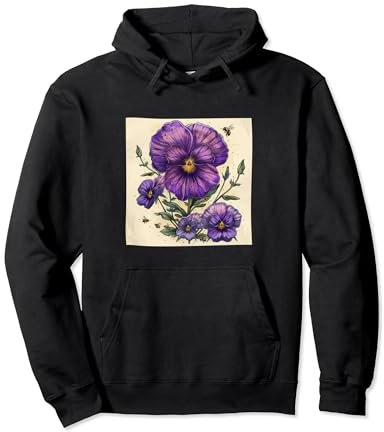 Stiefmütterchen-Blume blühend mit Bienen um Grafik Pullover Hoodie