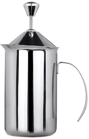 Montalatte Frullino Montalatte Montalatte Manuale Pompa A Mano in Acciaio Inossidabile Montalatte Montalatte Montalatte Schiuma di caffè Monta Latte per Cappuccini(18.8 * 8cm)