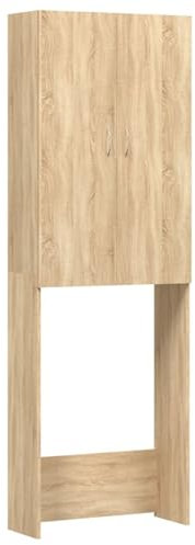 Gecheer Mobile,Armadio,per Lavatrice,Alto,Moderno,Salvaspazio in Multistrato,Rovere Sonoma,64x25,5x190 cm,Mobile per Lavatrice con 2 Ante e 3 Ripiani,Mobile per Lavatrice Salvaspazio