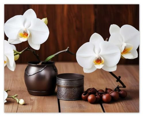H10406Z_NS1R Sticker mural Motif orchidées blanches 50 x 40 cm
