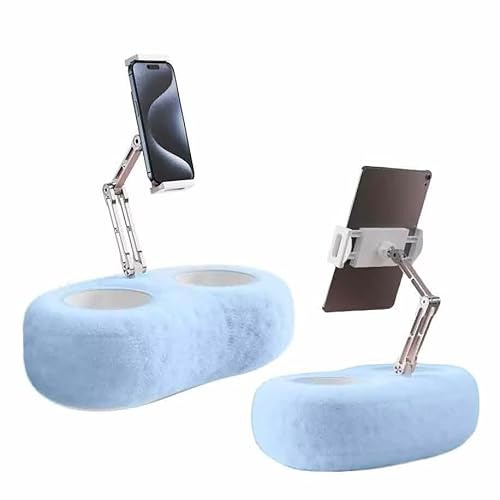 Duvetset Cell Phone Pillow Holder for Bed, Adjustable Angle Height Phone and Tablet Pillow Stand for Watching Video On Bed/Sofa/Lap, Fit for 4.7-13 Cell Phones and Tablet (Blue)