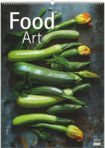 DUMONT - Food Art 2026 – Calendario de pared 50 x 70 cm – Fotografía de comida artística con 12 motivos creativos, calendario de cocina decorativo