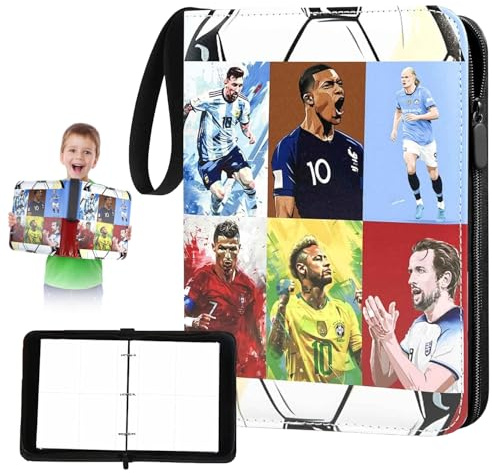 Fußball sammelalbum karten, 50 Seiten 400 Karten Kapazität, fußball karten Ordner, FußballkartenHalter, fussball karten sammelalbum, Fußball Sammelkarten Album, für Fußballkarten, Poker, Sportkarten