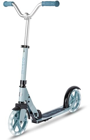 Micro Scooter | Cruiser LED Kids Scooter | 5 to 12 Years | Boys & Girls | Chopper-Style Steering & Kickstand | Handlebar Adjustable & Foldable | Light Up LED Wheels | 100kg Weight Limit | Frosty Blue