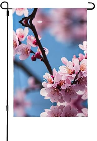 Drapeaux de jardin double face en fleur de prunier de qualité supérieure 71,1 x 101,6 cm pour décorations de jardin et présentoirs de terrasse