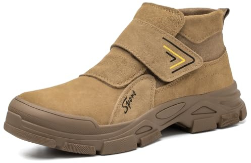 SFSDOUN Welding Boots for Men Slip On Work Boots for Men Fireproof Steel Toe Boots Men's Steel Toe Shoes Indestructible Safety Toe Shoes Construction Boots for Welder Men's Work Shoes.
