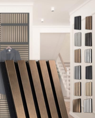 Akustikpaneele – 2400 × 561 mm, (1 Paneel, Metallic Bronze) | schallabsorbierend & dekorativ | Wandverkleidung in Metallicoptik | für Wohnzimmer, Büro, Flur | Leichte Montage, modernes Design
