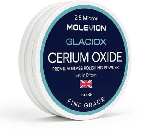 Molevion Glaciox Premium Cerium Oxide 30 g Fine Grade Glass Polishing Solution Powder 2.5 microns