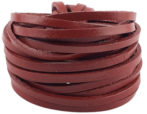 GORGECRAFT 5mx5mm Real Leather Craft Lace Strips Saddle Brown Flat Genuine Leather Cord String 3mm Thick Full Grain Cowhide Braiding Thread Rope for Jewelry Making Braiding Bracelets Key Chains