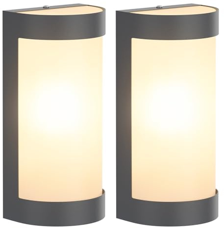 ledscom.de 2x Wandleuchte WARU für außen, IP44, Edelstahl, anthrazit matt, eckig, 1x E27 max. 40W