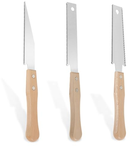 3 Stück Feinsäge 31cm Kohlenstoffstahl Bündigschnittsäge mit Komfortabler Holzgriff Scharfe Zugsäge Japansäge Holzsäge für Holzbearbeitung