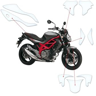 Steinschlag - Lámina protectora de pintura PPF para Suzuki SFV650 Gladius 2015+ Protector de pantalla de poliuretano transparente