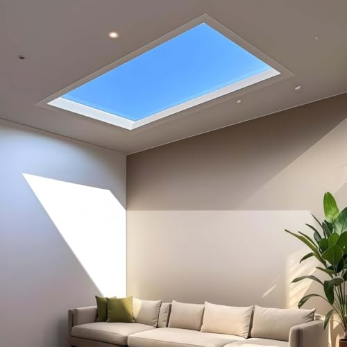 RVUEM Luce Diurna Naturale Cielo Blu, Semplici Luci Soffitto LED ad Effetto Finestra, Lucernario Artificiale per Interni con Effetto Luce Naturale, per Soggiorno Bagno,Embedded,300 * 300mm
