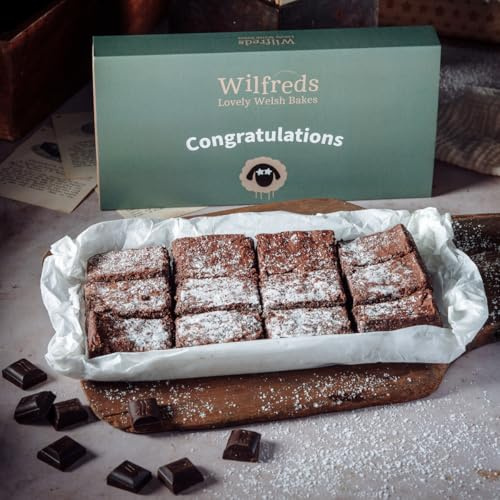Wilfreds Decadent Chocolate & Walnut Brownies – 12 Rich Belgian Chocolate Brownies in Letter Box Friendly Gift Box – Perfect Treat or Gift for Any Occasion (Congratulations)