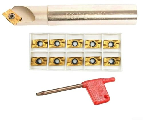 Deskbloom 20mm Indexable Chamfer End Mill Cutter C20-20-120L with 10 APMT1604 Carbide Inserts