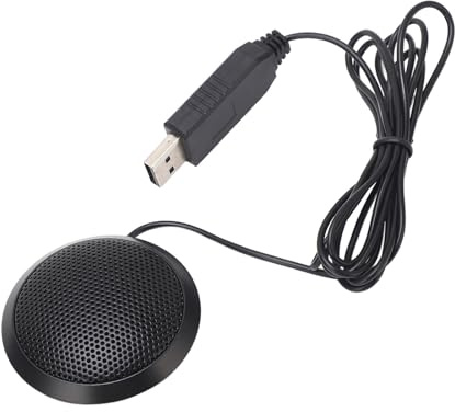 EIMSOAH E104 USB-Konferenzmikrofon, Robuste Omnidirektionale Freisprecheinrichtung für Online-Meetings, Spiele, Chat, Metall, Schwarz, 1 Stück, für Skype, Zoom, Twitch