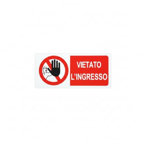 Cartello Segnaletico Vietato l'Ingresso, PVC, Rosso e Bianco, 30x13.8 cm