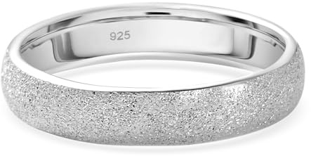 TJC Sterling Silver Sandblasted Band Ring for Women & Men, Diamond Like Sparkle, 925 Stamped Silver/Yellow Gold Plated Stackable Ring, Promise Ring, Wedding Ring, Modern Jewellery Gift