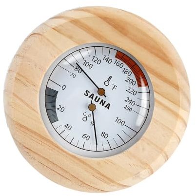 Sauna Room Temperature Humidity Gauge, Wooden Wall Mount Hygrometer with Mechanical Analog Display for Room Analog Sauna Wall Gauge Climate Meter Wooden Hygrometer Mechanical Temp Humidity