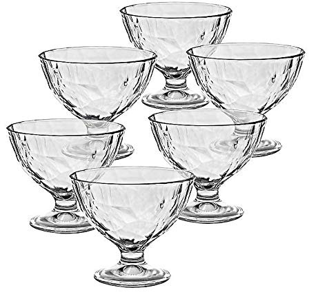 CRISTALICA Eisbecher 6er-Set Eiscremeglas Dessertschale Diamond Bambini 360ml Gelato Vero