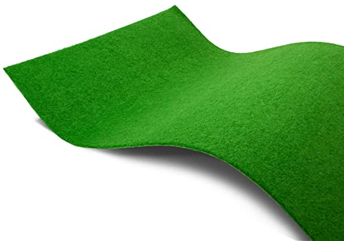 Rasenteppich ohne Noppen Meterware GARDEN B1 - Hell-Grün, 4,00m x 3,00m, Schwer Entflammbarer Indoor Kunstrasen, Teppichboden für Innenbereiche