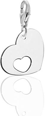 Aka Gioielli® - Damen Charm Anhänger Herz 925 Sterling Silber Rhodiniert, Geschenkidee