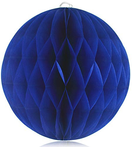 PLECUPE 10 Stück Hängendes Papier Pompoms Wabenball Kugel Dekobälle für Hochzeit Geburtstag Fest Partei, Schöne 15cm Seidenpapier Pompoms Blumen und Papierlaterne, Dunkelblau