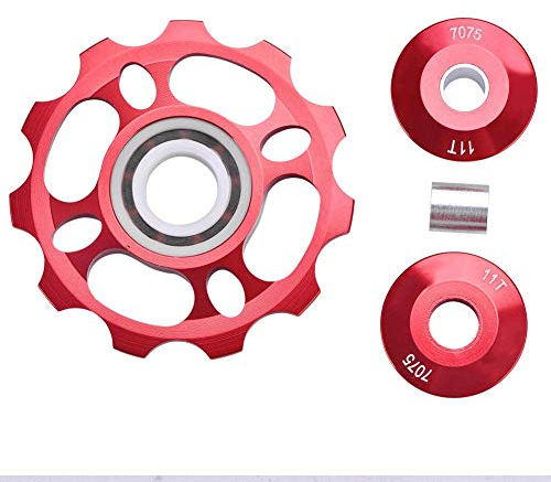 Alomejor Fahrrad Schaltwerk Aluminiumlegierung 11T Pulley Riemenscheibe Schaltr?llchen f¨¹r Mountainbike Stra?e Fahrrad (Rot)
