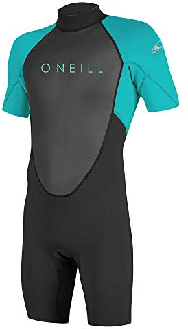 O'Neill Wetsuits flicka Reactor II 2 mm rygg dragkedja fjäder våtdräkt våtdräkt, svart/lätt Aqua, 12