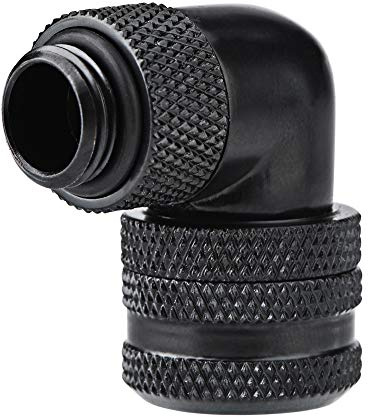 Tonysa G1/4 tråd rörmontering, PC vatten kylning två-touch-tråd 90 grader armbågskontakt för 14 mm tub (svart)