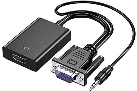 Adaptador VGA a HDMI para conectar Interfaz VGA Tradicional, Ordenador portátil, PC a HDMI Monitor o proyector