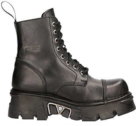 New Rock Boots M-NEWMILI083-S19 - Botas de motociclista (piel), color negro, Negro (Negro ), 42 EU