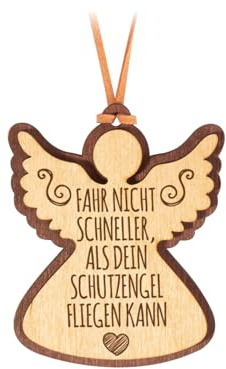 FAHR Nicht SCHNELLER ALS... Glücksanhänger aus Holz fürs Auto Rückspiegel. Aufhänger mit Lederriemen. Spiegelanhänger 026.