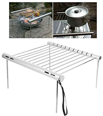 Edelstahl Camping Grill Klappbar, Tragbarer Holzkohlegrill Grillrost, Holzkohlegrill, Zerlegbarer Minigrill, Tragbarer Campinggrill, Mini Grill Für Picknicks Camping BBQ Trekking Reise 32X3X3cm