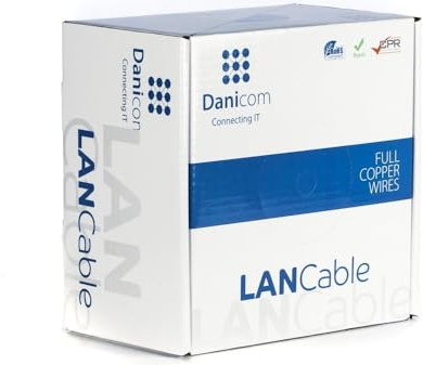 Danicom Câble sur bobine CAT6A S/FTP Flexible - PVC (FCA) - 100m, POE, Ethernet, LAN, câble de raccordement, câble de données, RJ45 - pour armoire de serveur, commutateurs, routeurs, modems ! | POE, Ethernet, LAN, câble de brassage, câble de données, RJ45 - Pour armoires de serveurs, commutateurs, routeurs, modems !